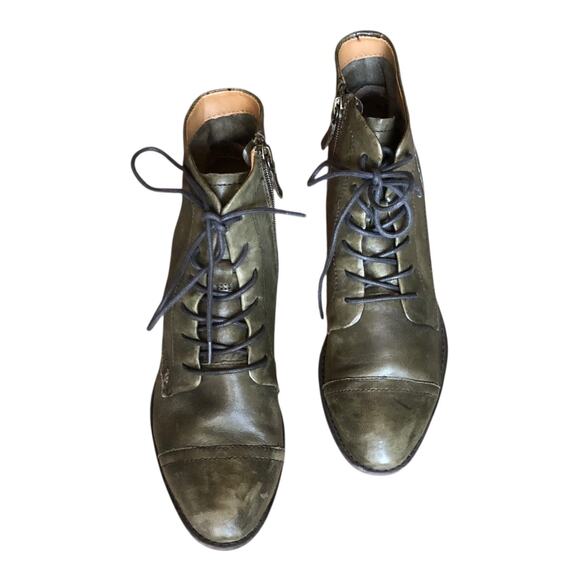 Comfortiva Cordia Lace Up Bootie Army Green Leather Women's Size 8 Medium - Picture 2 of 11